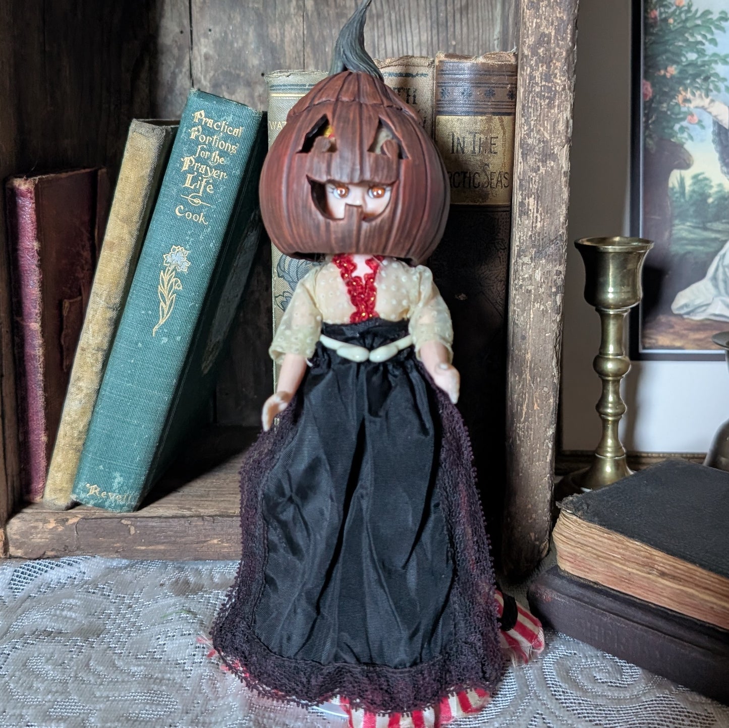 Spooky Halloween doll with pumpkin