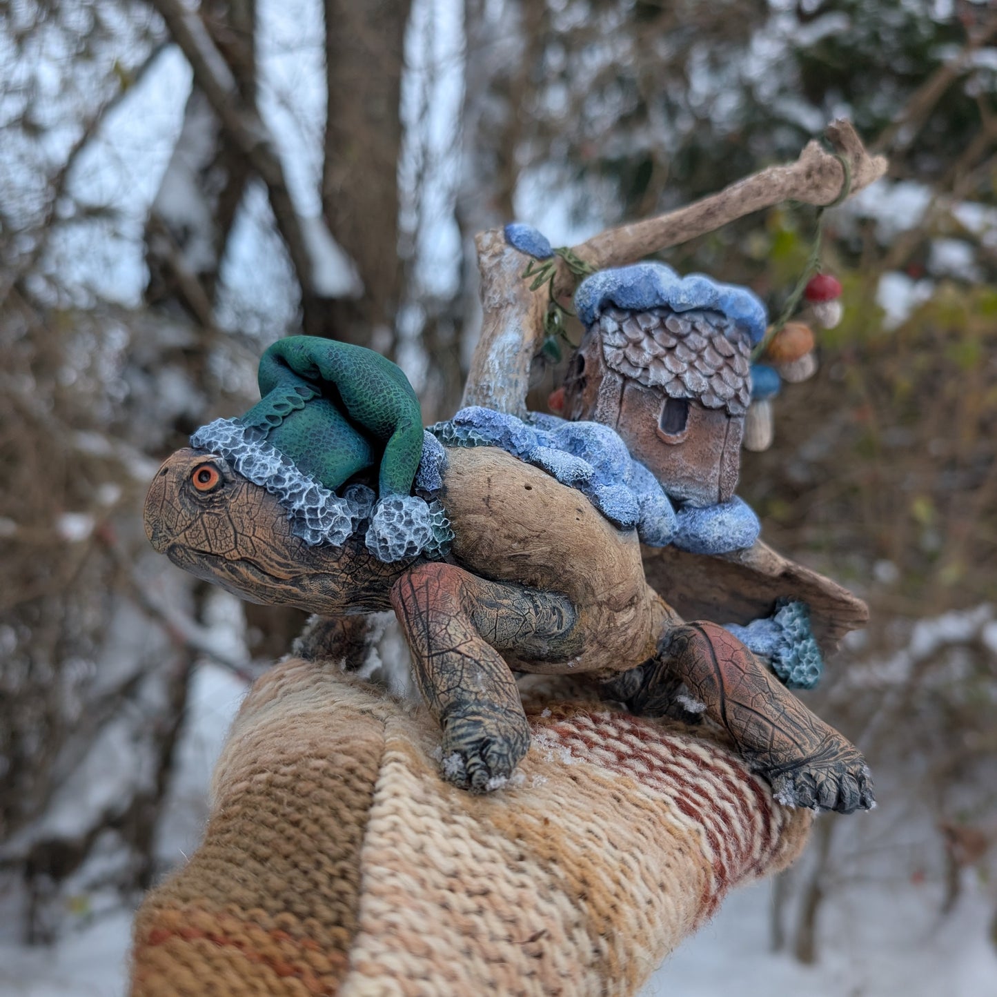 One of a kind driftwood turtle sculpture