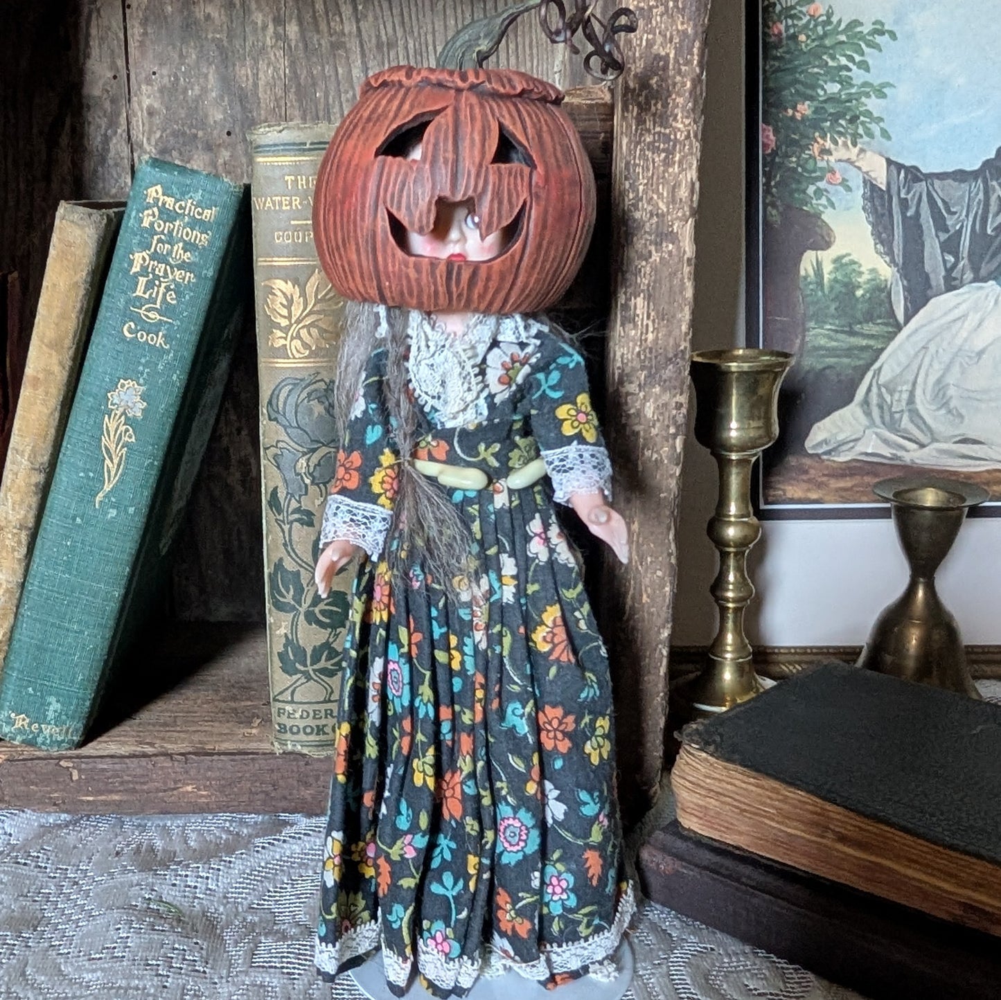 Spooky Halloween doll with pumpkin
